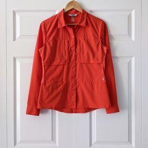 Mountain Hardwear Canyon Pro Long Sleeve Orange UPF 50 Button Up Shirt | S